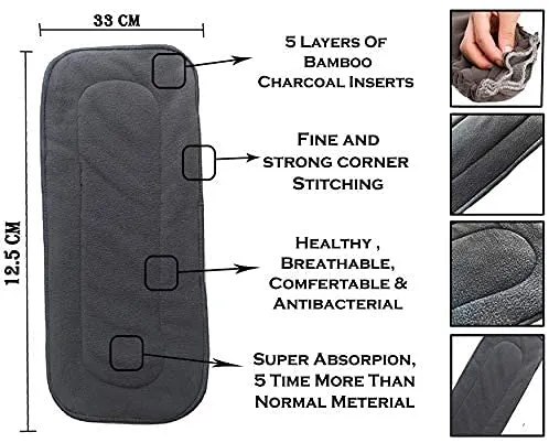 Babymoon 1 Cloth Diaper with 5Layers Grey Insert Premium Adjustable Reusable Cloth Diaper (Fox)