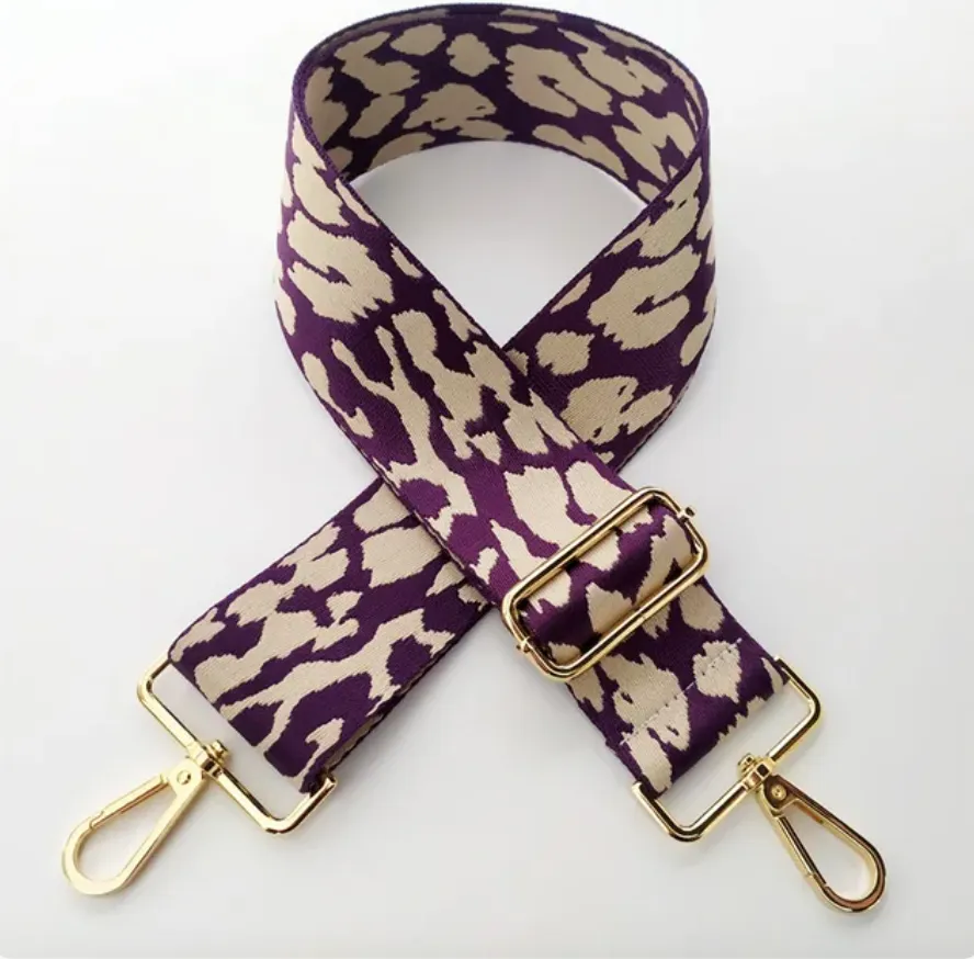 Bag strap - Cream and Purple Leopard