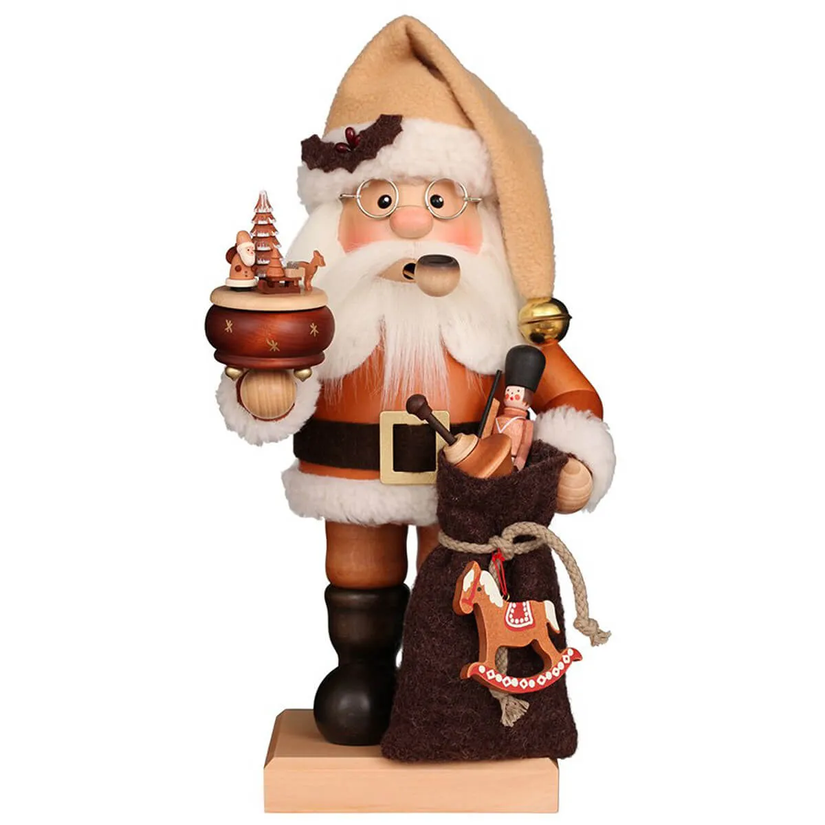 Christian Ulbricht Smoker - Santa Claus holding Music Box - Natural