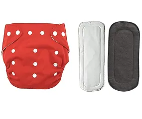 Fancydresswale Reusable Cloth Diaper One Size Adjustable Washable for Baby Girls and Boys- Assorted Colors-1 diaper with 2 inserts